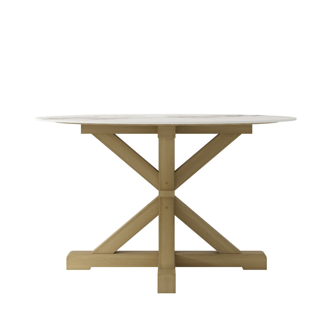Napa Latte Wood & White Marble Round Dining Table | 4 Seater